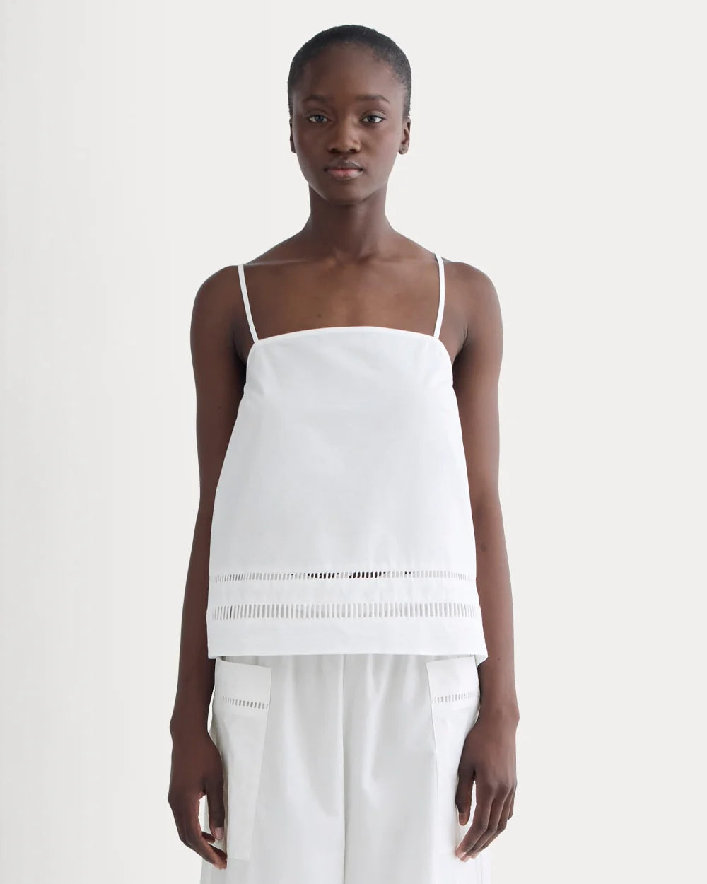 The Lace Trim Tank | White
