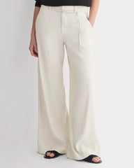 Wide-Leg Belted Pant in Stretch Linen | Birch | Regular