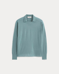 Oversized Polo in Ultrafine Merino | Gray Mist