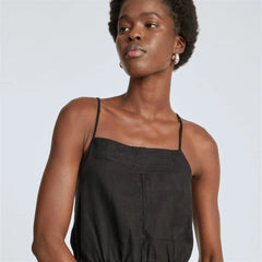 The Linen Shoestring Jumpsuit | Black