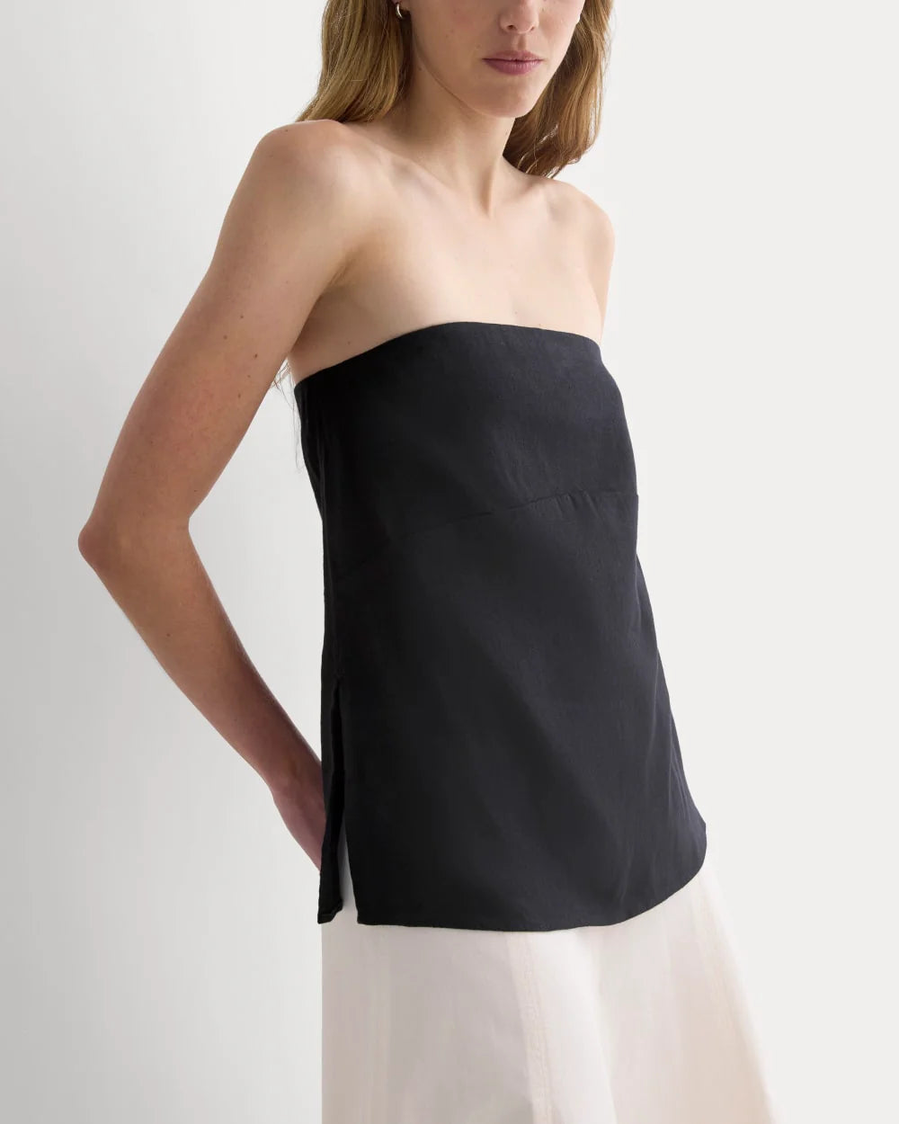 Tube Top in Stretch Linen | Black