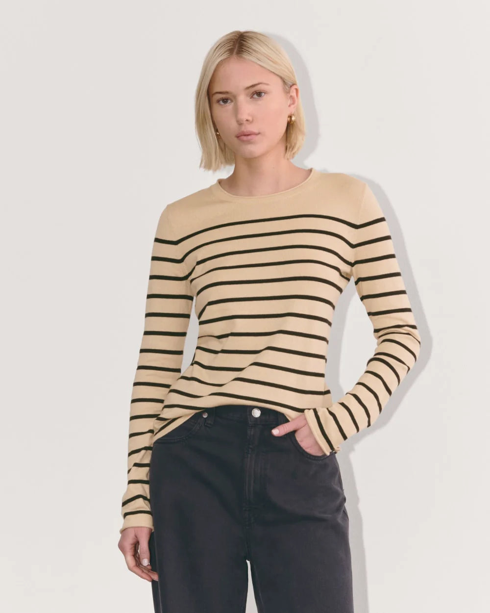 The Crew in Cotton Cashmere | Powder / Black