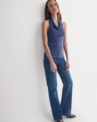 Halter Cowlneck Top in Butterknit | Washed Navy