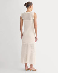 Lace Knit Maxi Sweater Dress | Bone