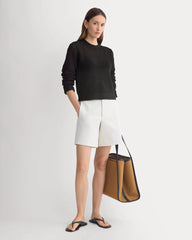 Open Knit Long-Sleeve Crew in Everyday Cotton | Black