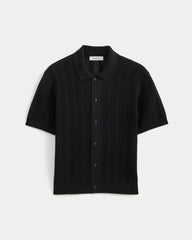 Textured Knit Resort Shirt | Black