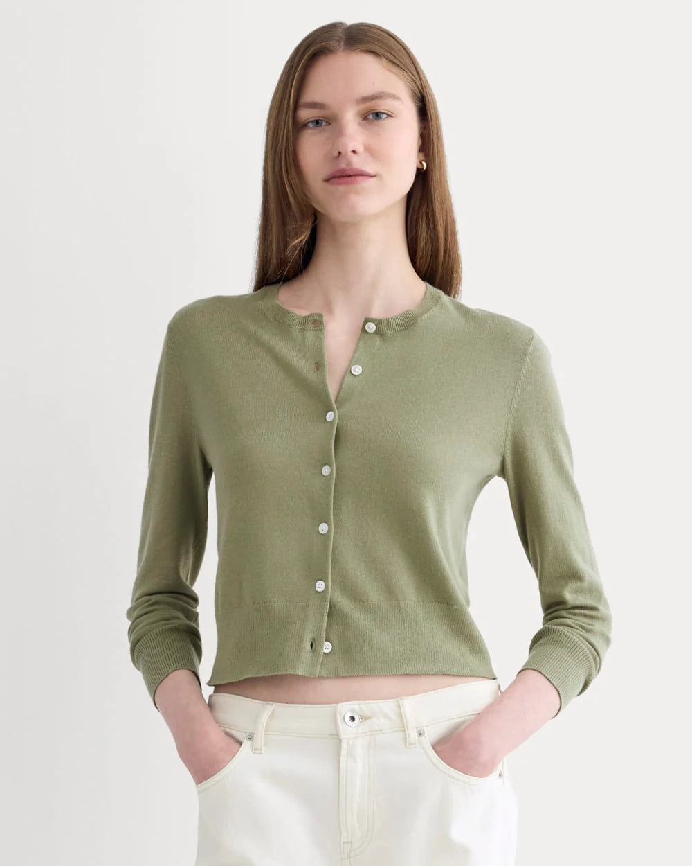 The Cropped Cardigan in Cotton Cashmere | Sagebrush