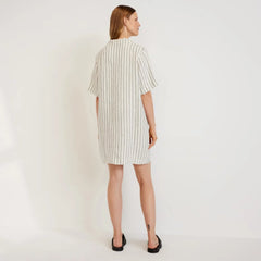 The Linen Workwear Dress | Black / Canvas Tan