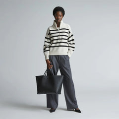 The Luxe Italian Leather Tote | Black
