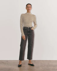 The Funnel Neck in Cotton Cashmere | Powder / Black