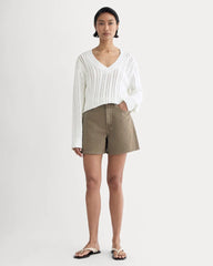 The A-Line Denim Short | Garment-Dyed Chocolate