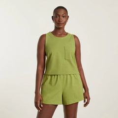The Premium Weight Cropped Pocket Tank | Pepper