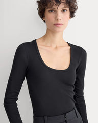 Luxe Rib Deep U-Neck Top | Black