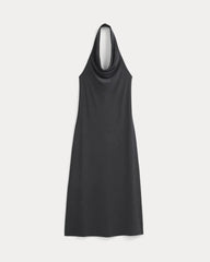 Cowlneck Halter Dress in Butterknit | Black