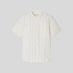 The Classic Short-Sleeve Shirt in Linen | Black / Canvas Tan