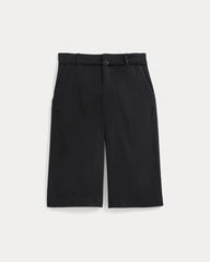 Long Tailored Short in Stretch Linen | Black