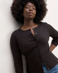 The Vintage Rib Cardigan | Black