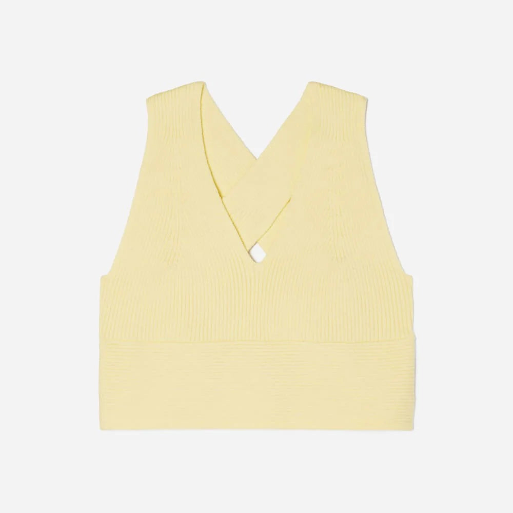 The Cross-Back Cropped Sweater Top | Pastel Yellow