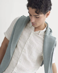 The Classic Short-Sleeve Shirt in Linen | Bone Plaid