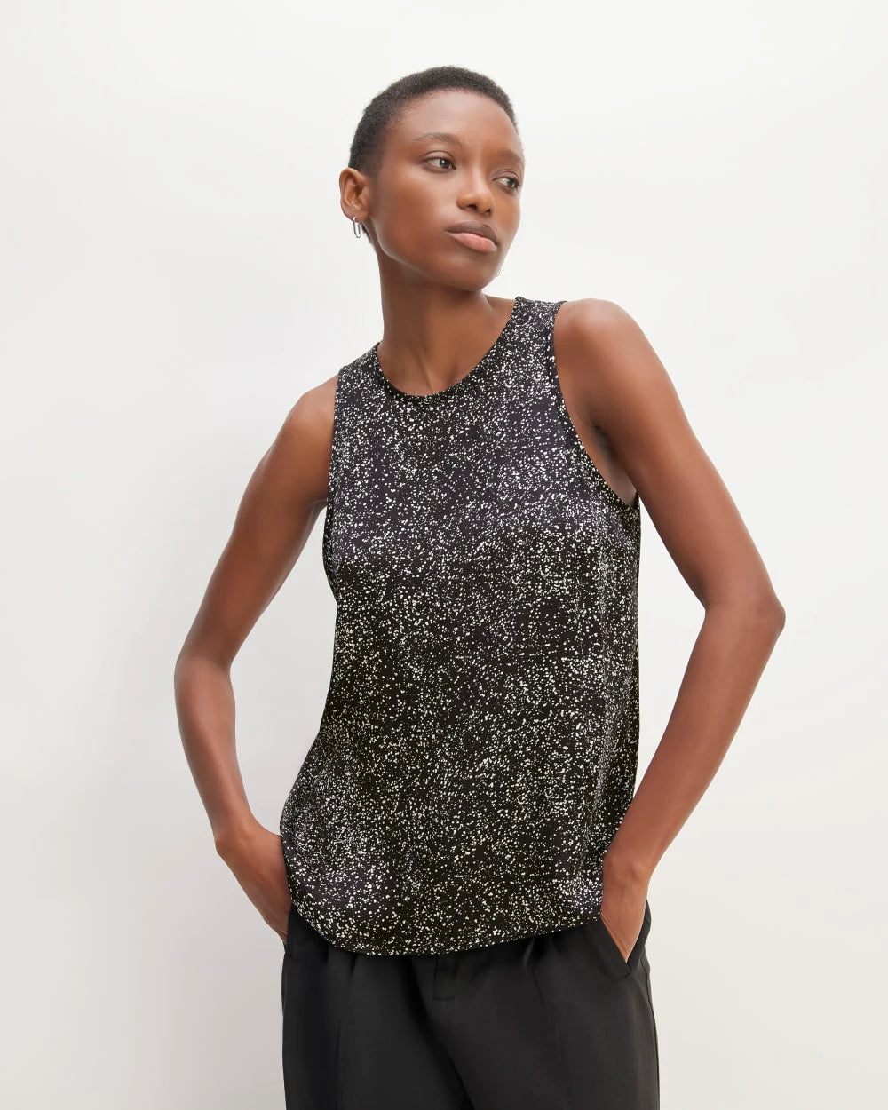 The Satin Racerback Top | Black Moonsplatter