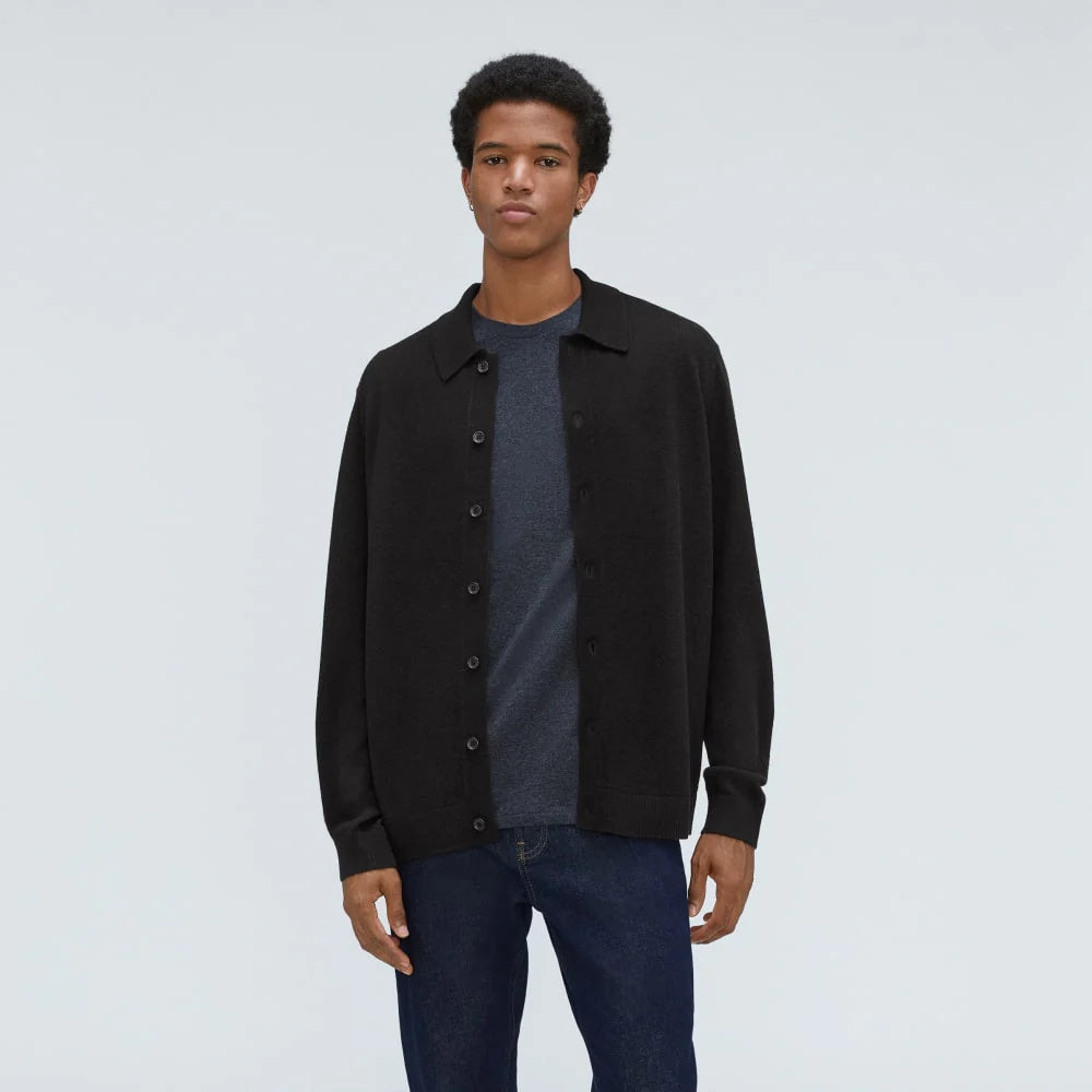 The Merino-Blend Sweater Polo | Black