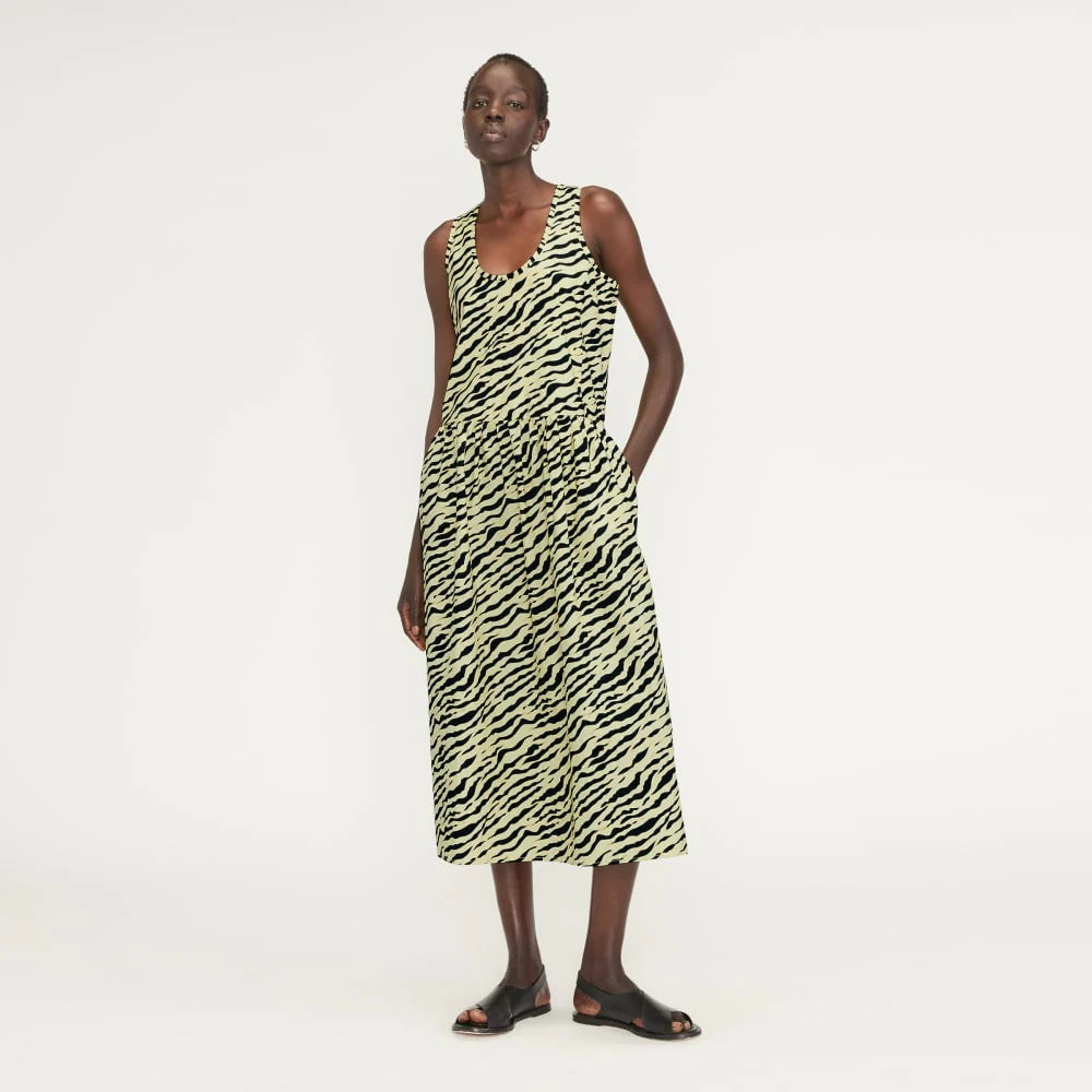 The Poplin Summer Dress | Pale Yellow Tiger Stripe