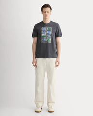 The Everlane x Parks Project Essential Organic Crew | Forged Iron / Natural / Granada Sky Blue / Green