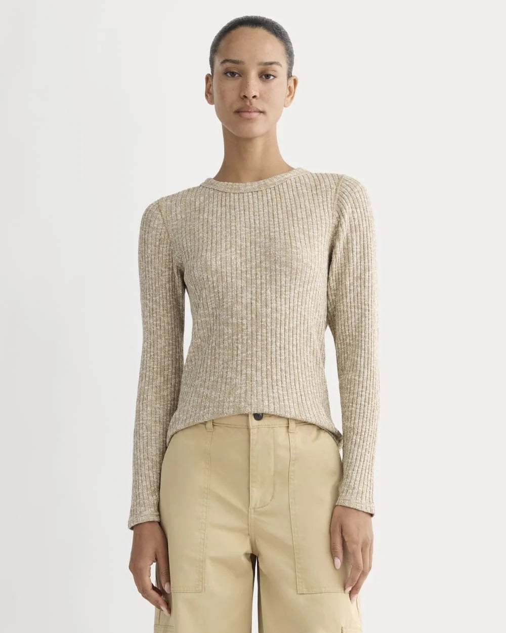 The Cozy Rib Long-Sleeve Tee | Cornstalk / Bone Twist