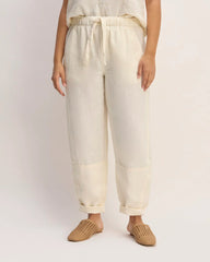 The Linen Pull-On Barrel Pant | Bone