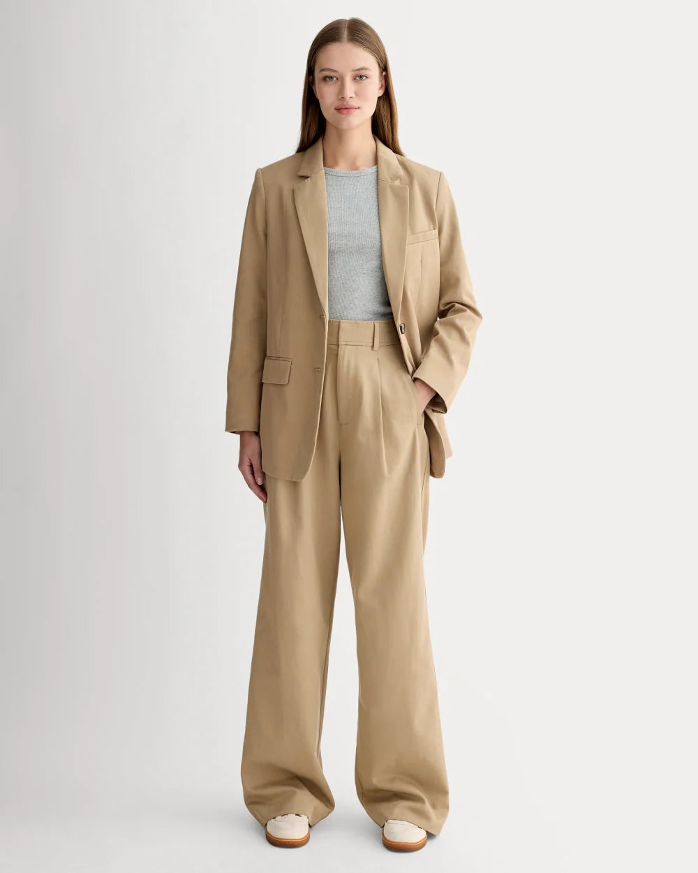 The Draper Pleated Pant in Buttersmooth | Ash Brown | 32" Inseam