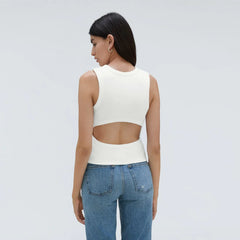 The Ribbed Cutout Tank | White