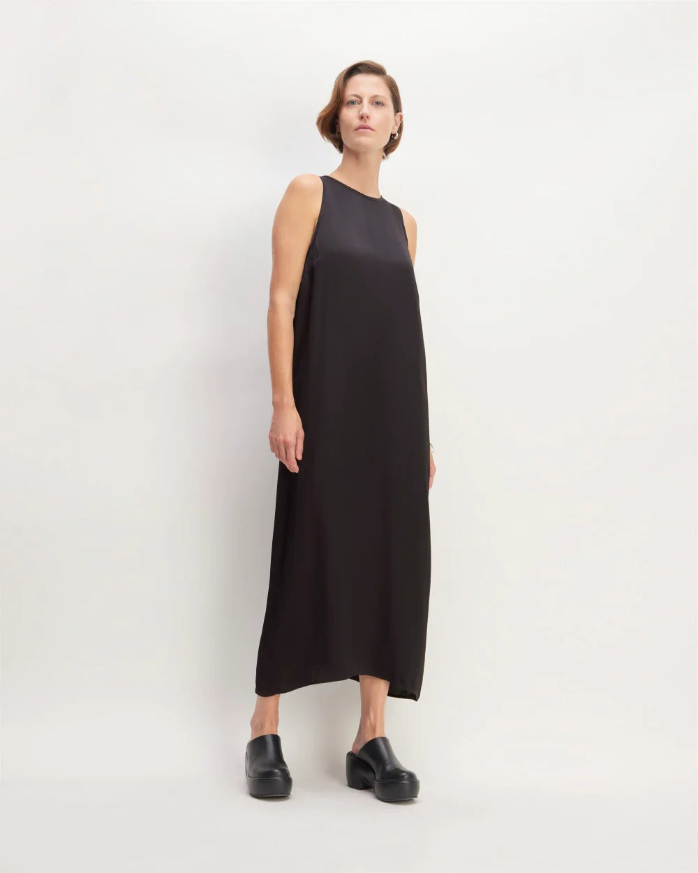 The Satin Racerback Slip Dress | Black