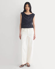 Boatneck Twisted Top in Essential Cotton | Black