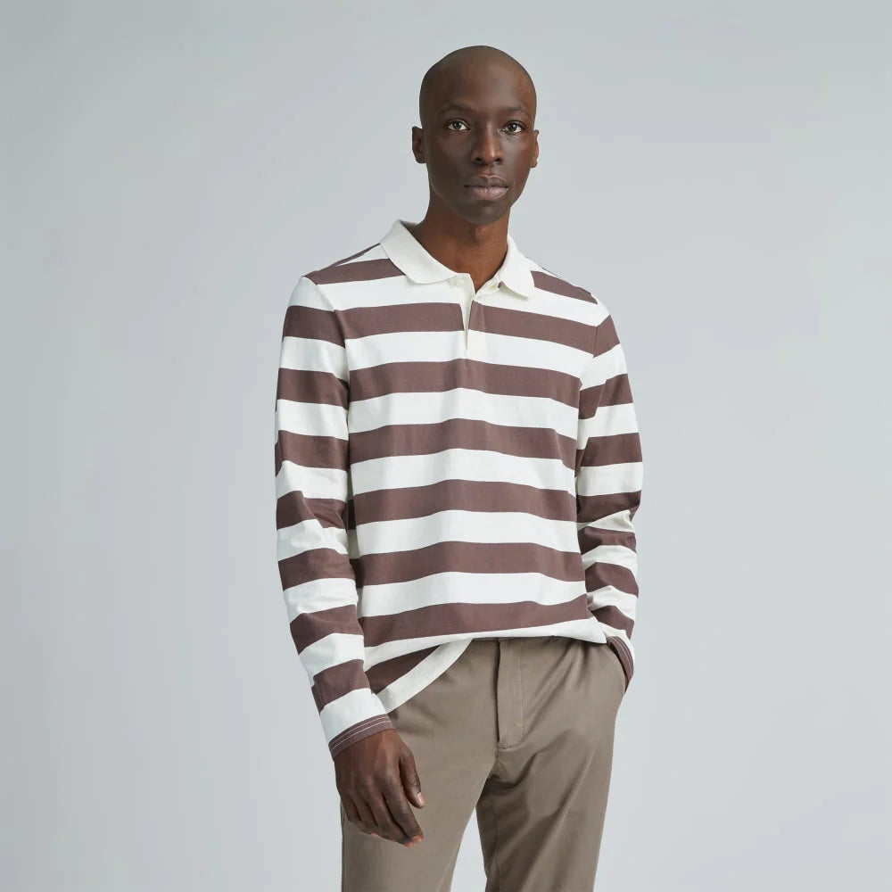 The Premium-Weight Rugby Shirt | Chocolate Brown / Canvas Tan