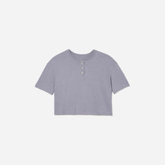 The Vintage Henley Hemp Tee | Lilac Grey