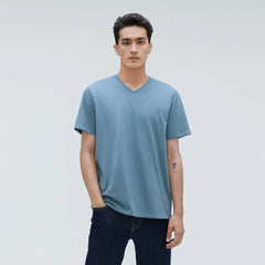 The Organic Cotton V-Neck Tee | Greyish Blue