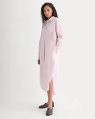 Midi Shirtdress in Ultrasoft Cotton | Burnished Lilac/Gardenia