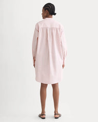 The Relaxed Shirt Dress in Ultrasoft Cotton | Pink / White