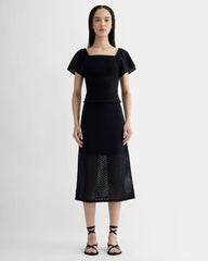The Gauze Smocked Top | Black