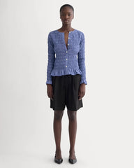 The Smocked Cardigan | Blue Dusk