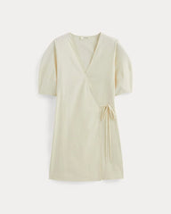 The Seersucker Mini Wrap Dress | Bone