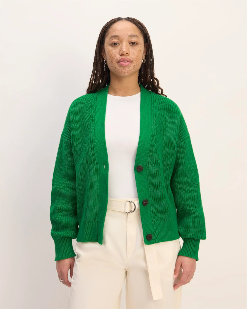The Boxy Cardigan in Everyday Cotton | Grass Green