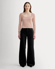 The Pointelle Scoop-Neck Top | Rose Smoke