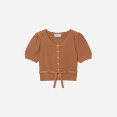 The Puff Sleeve Sweater Top | Tawny Brown