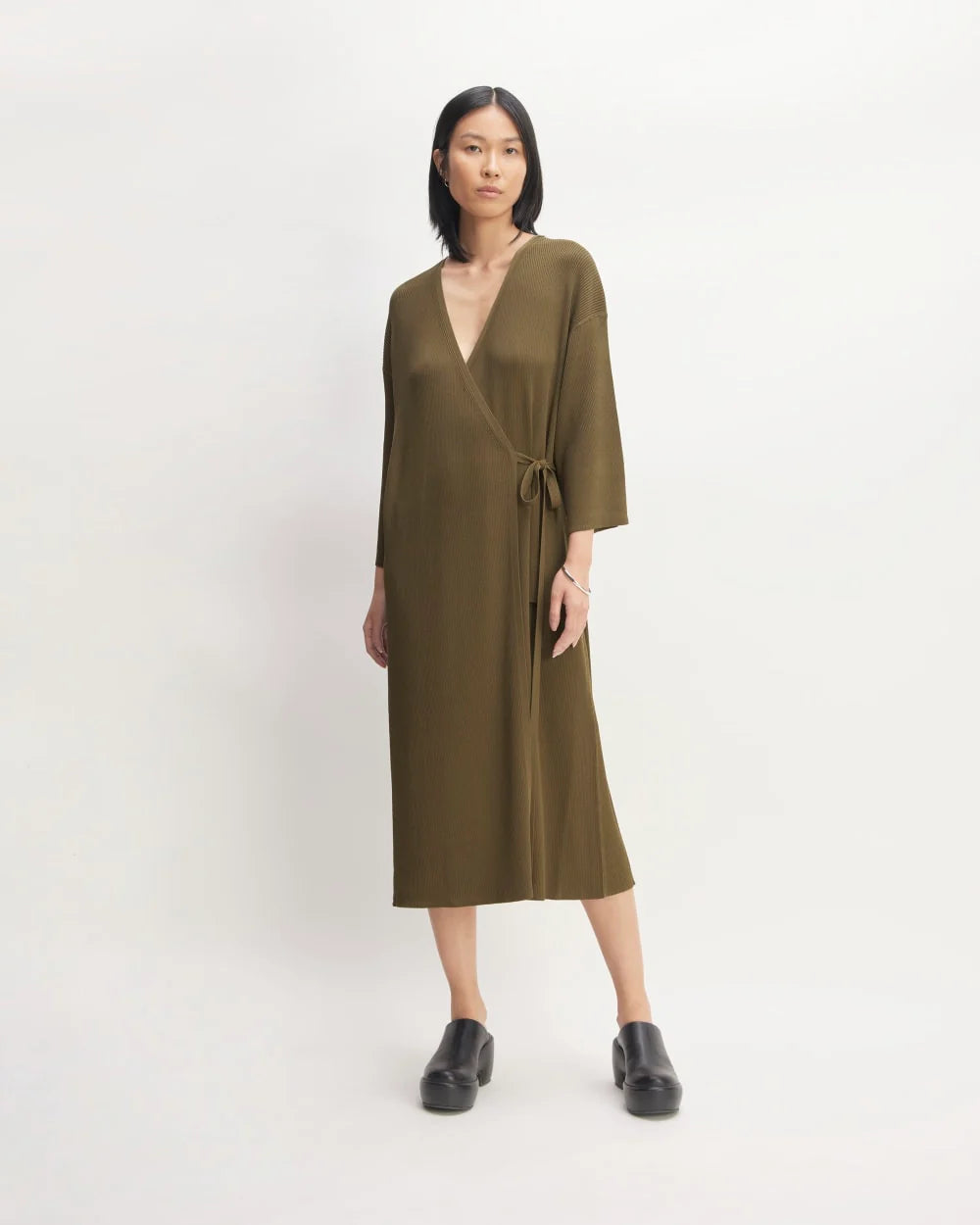 The Ribbed Wrap Midi Dress | Beech