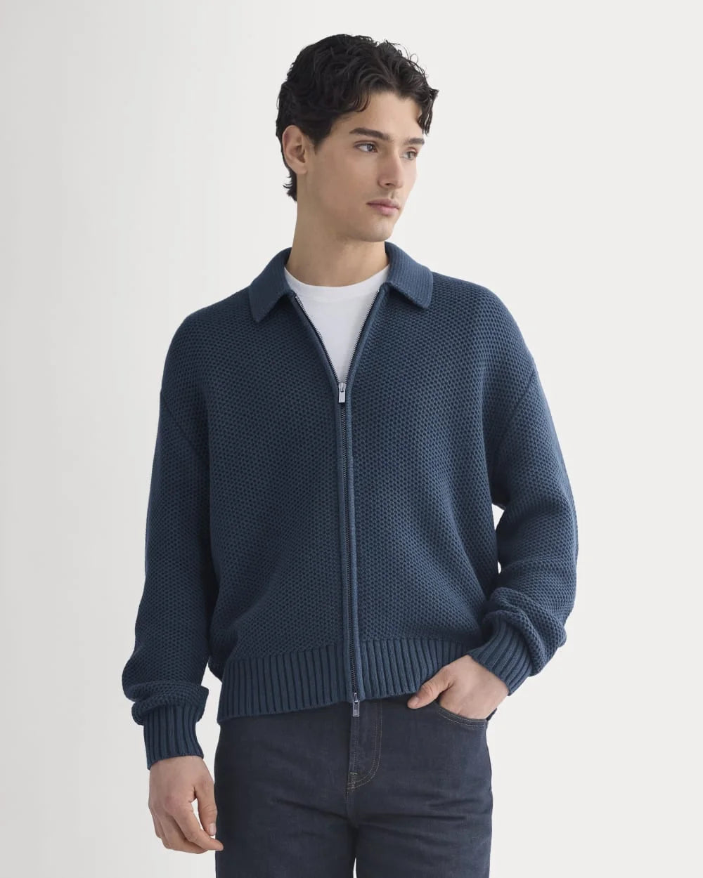 Honeycomb Sweater Jacket | Midnight Navy