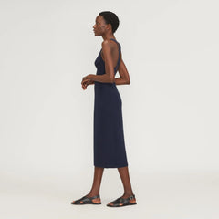 The Ribbed Cotton Cross-Back Dress | Navy