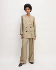 The Linen Double Breasted Blazer | Trench Coat Khaki