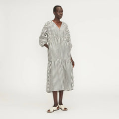 The Poplin Tiered Dress | Bone / Black