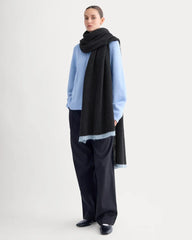 Plush Alpaca Scarf | Black/ Skyway